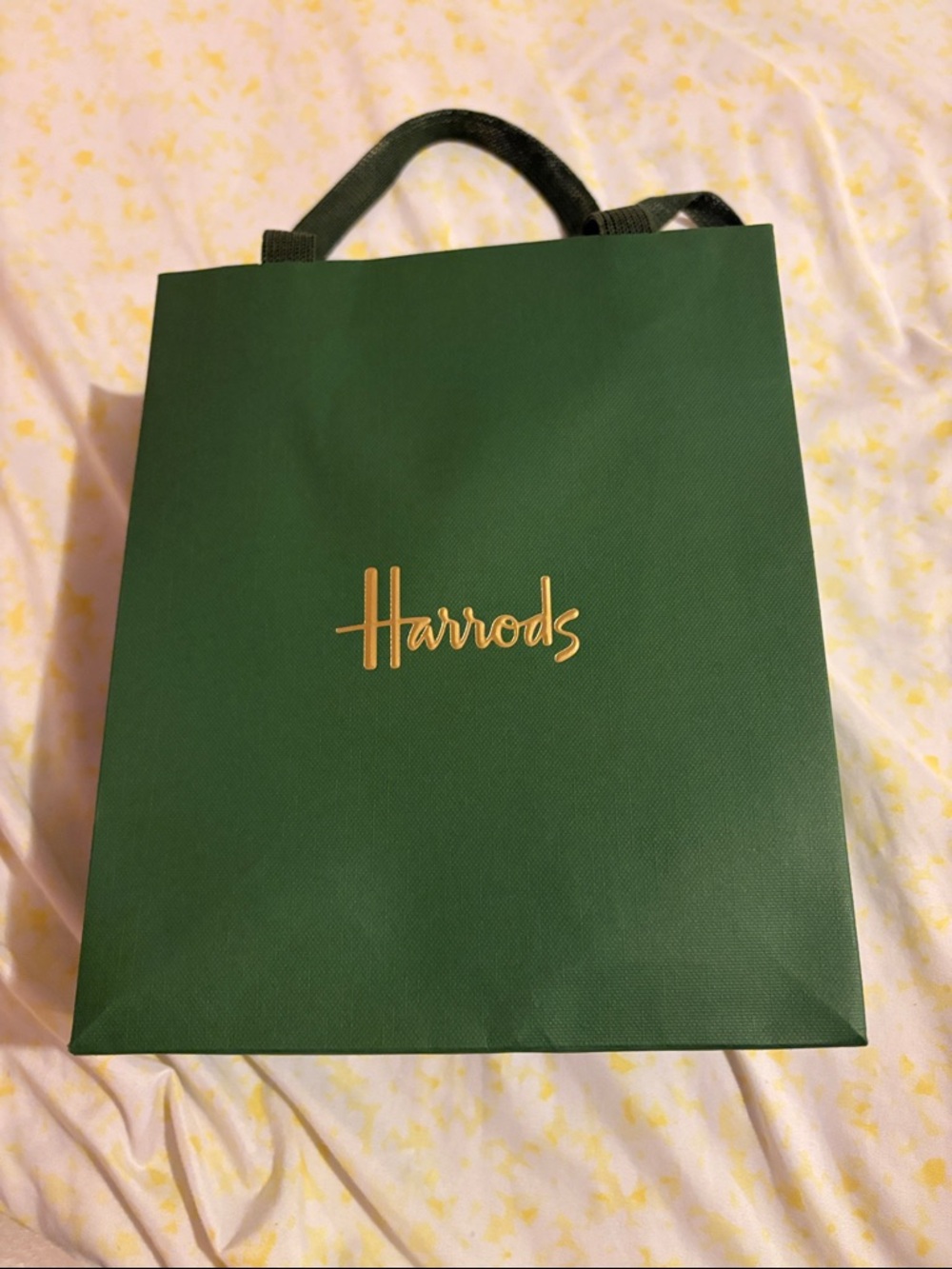 Harrods Emerald Green Bag with Gold Script